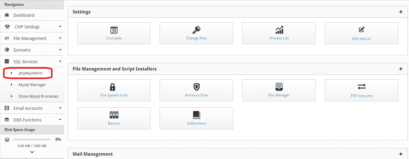 Centos web panel настройка